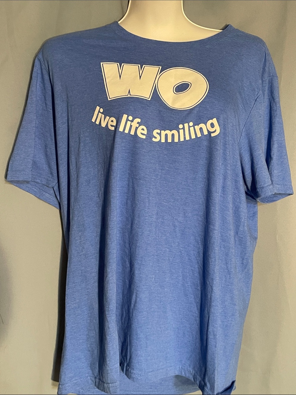 District Blue 'WO' Live Life Smiling Graphic Short Sleeve Tee